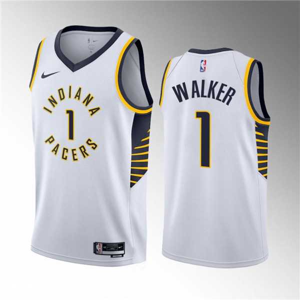 Men%27s Indiana Pacers #1 Jarace Walker White 2023 Draft Association Edition Stitched Basketball Jersey Dzhi